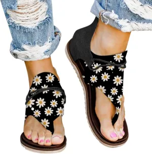 Women's Sandals Dressy, Womens Wedge Sandals Arch Support Slip On Orthopedic Flip Flops Flat Clip Toe Sandals