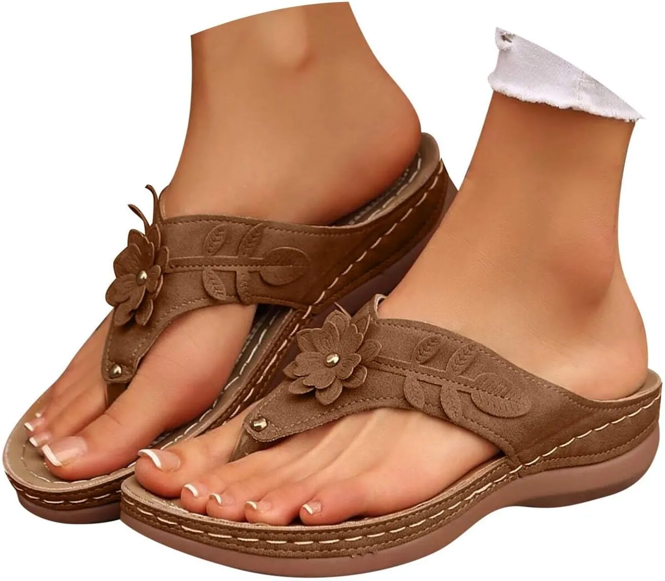Womens Sandals Orthopedic Dressy Summer Platform Comfy Flip Flops Shoes with Arch Support Walking Slip on Slides