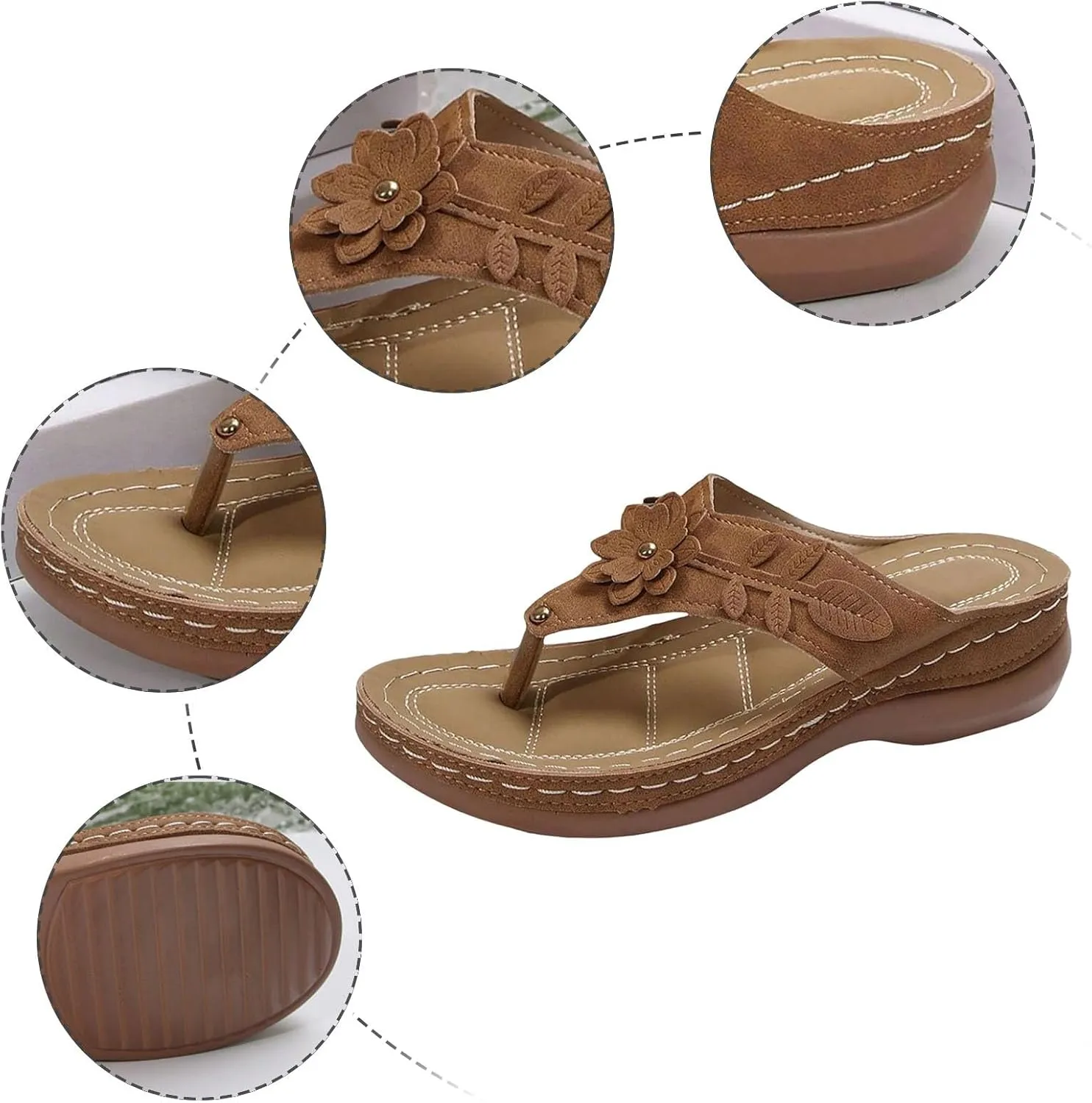 Womens Sandals Orthopedic Dressy Summer Platform Comfy Flip Flops Shoes with Arch Support Walking Slip on Slides