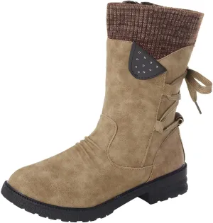 Womens Snow Boots 8.5 Wide Wide Foot Snow Boot for Women Women Platform Lace Up Winter Faux Fur Short Snow Boots Women's Winter Boots Black Womens Waterproof Winter Sneaker Boots