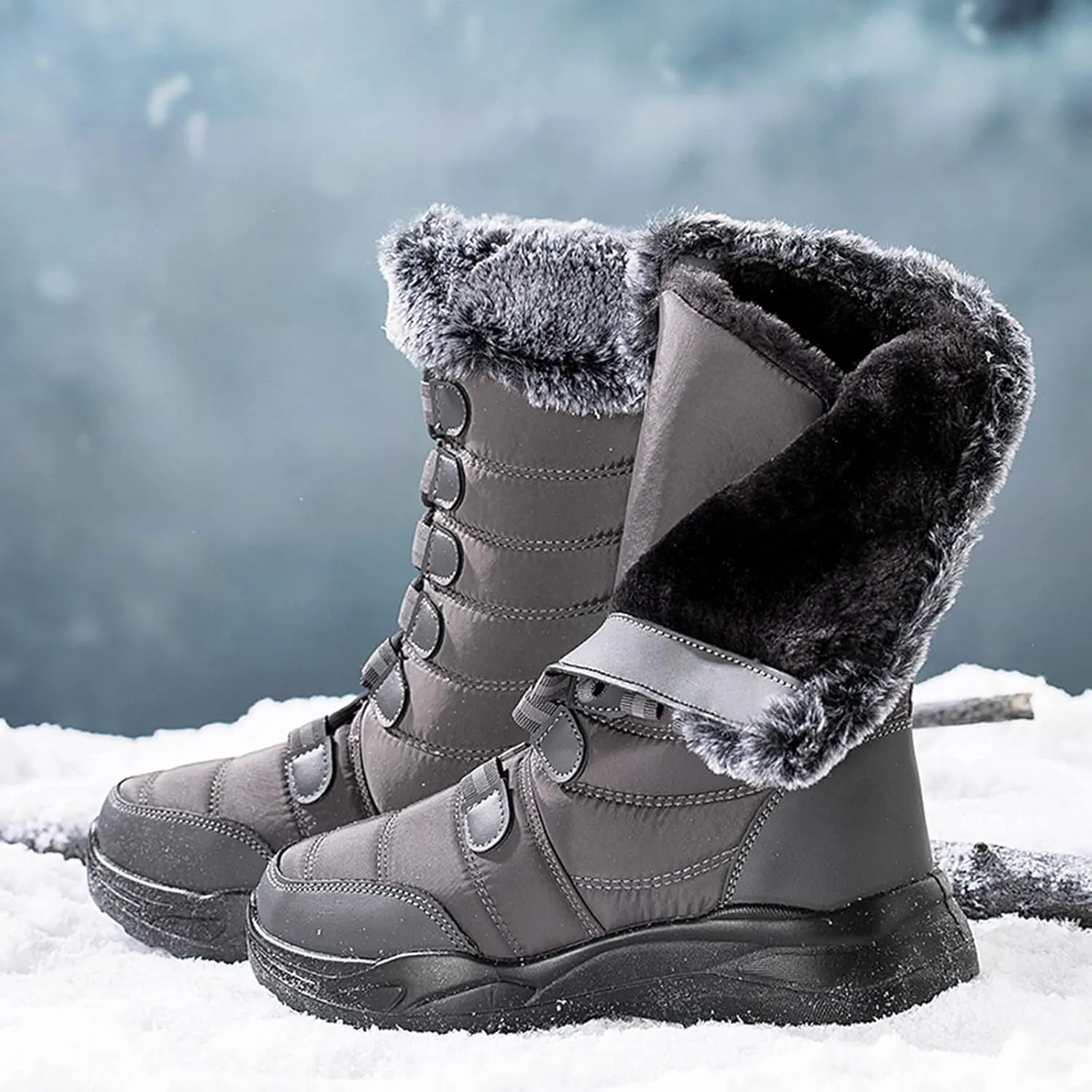 Womens Snow Boots Size 8 Wide Adult Snow Boots Women Size 9 Wide Winter Boots for Women Ankle Booties Sexy Outdoor Boots Women Waterproof Botas De Mujer Para La Nieve Que No Se Resbale