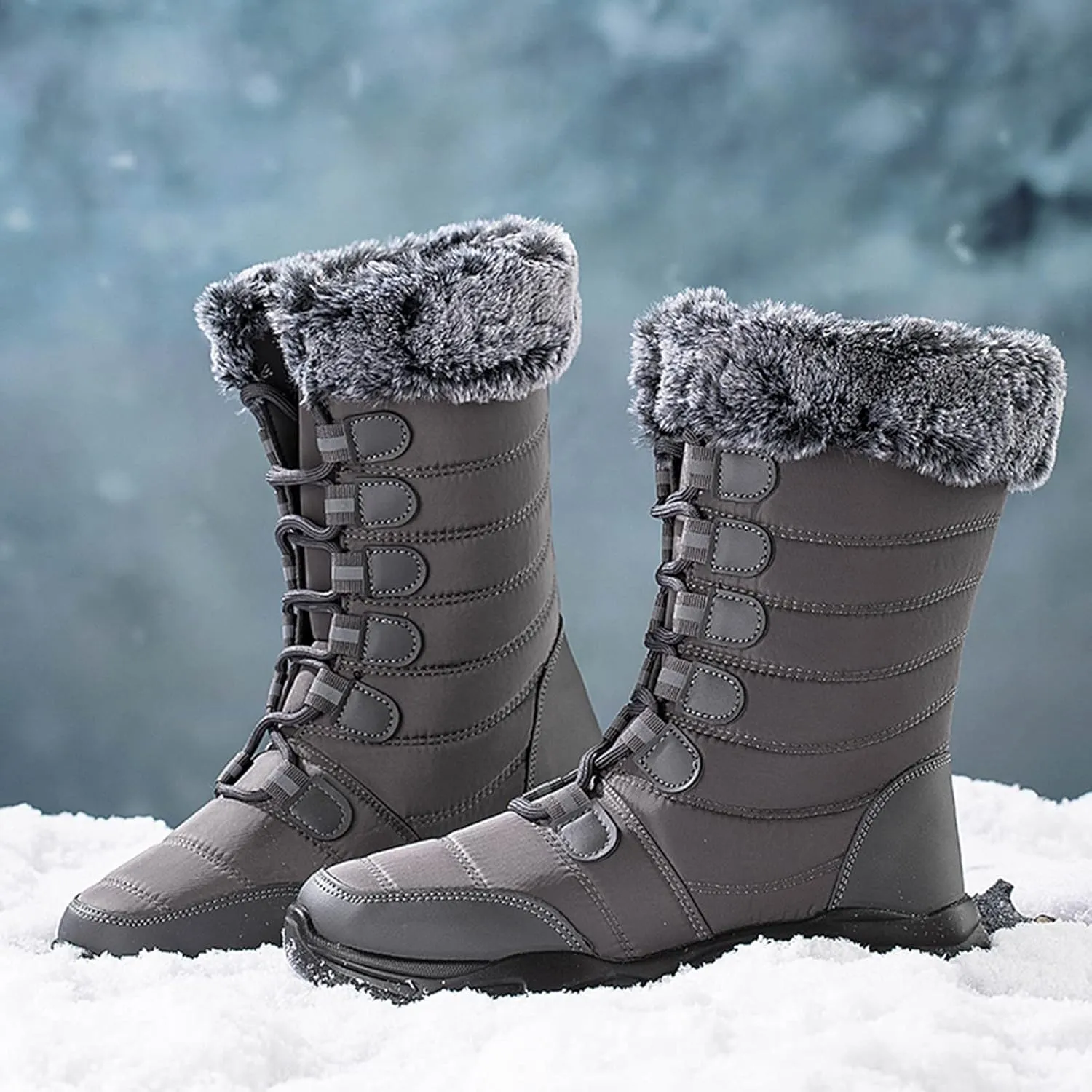 Womens Snow Boots Size 8 Wide Adult Snow Boots Women Size 9 Wide Winter Boots for Women Ankle Booties Sexy Outdoor Boots Women Waterproof Botas De Mujer Para La Nieve Que No Se Resbale