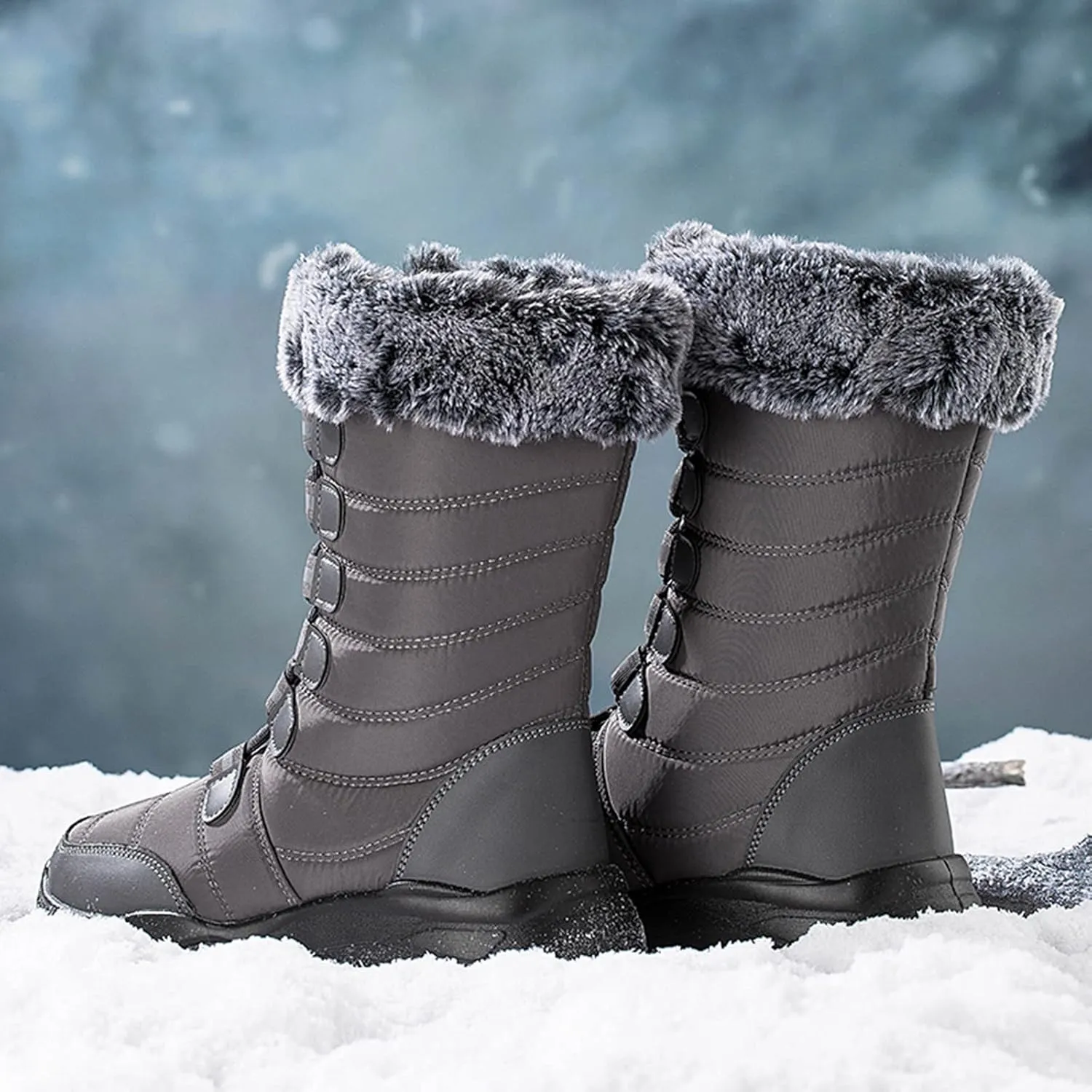 Womens Snow Boots Size 8 Wide Adult Snow Boots Women Size 9 Wide Winter Boots for Women Ankle Booties Sexy Outdoor Boots Women Waterproof Botas De Mujer Para La Nieve Que No Se Resbale