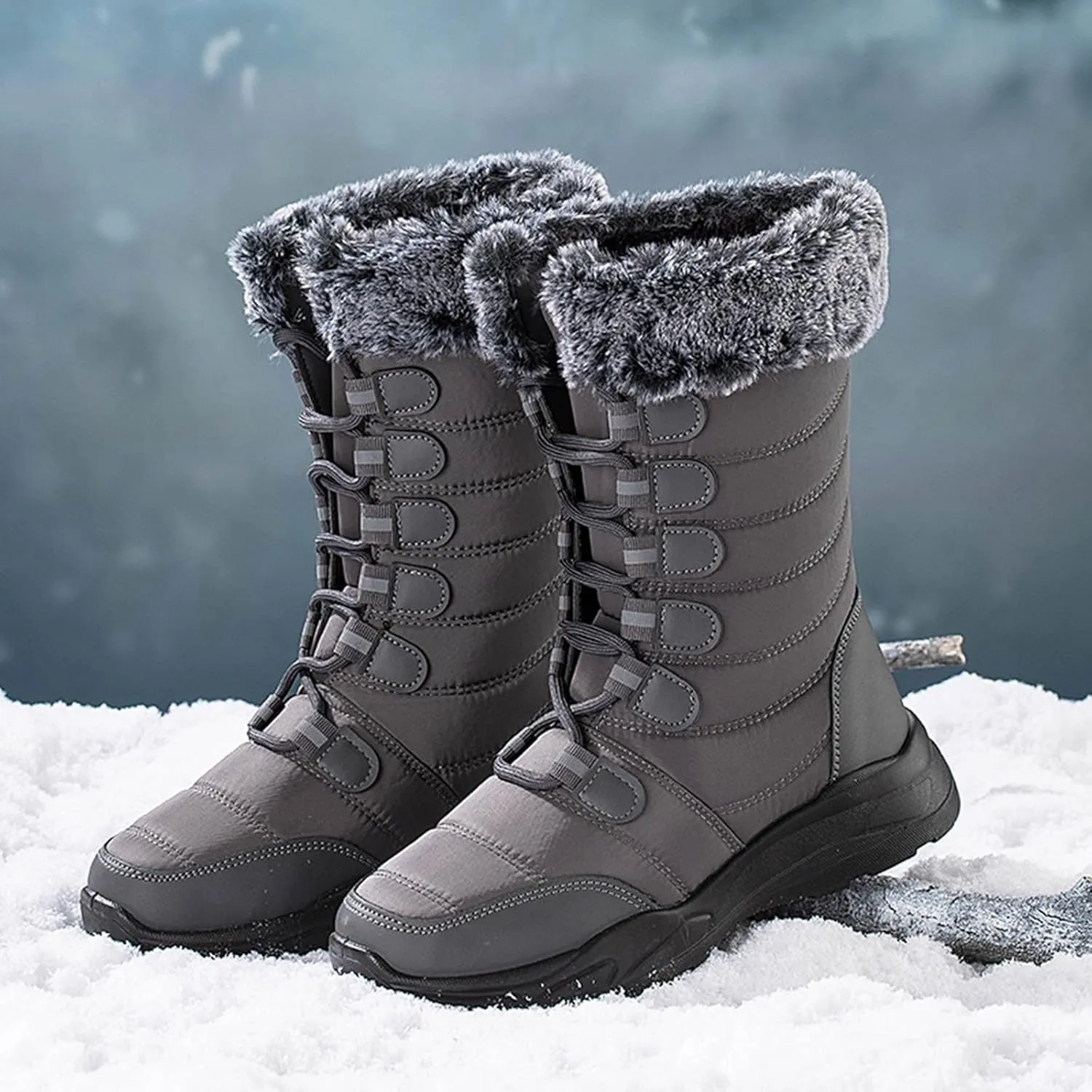 Womens Snow Boots Size 8 Wide Adult Snow Boots Women Size 9 Wide Winter Boots for Women Ankle Booties Sexy Outdoor Boots Women Waterproof Botas De Mujer Para La Nieve Que No Se Resbale