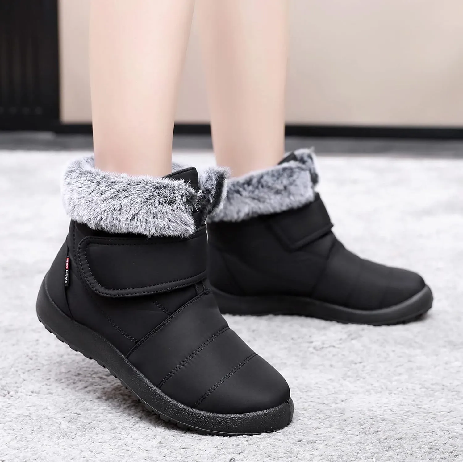 Women's Snow Boots Size 9 All Black Snow Boots for Women Winter Boots Waterproof Cold Weather Womens Hiking Boots Waterproof Size 11 Botas Mujer Invierno