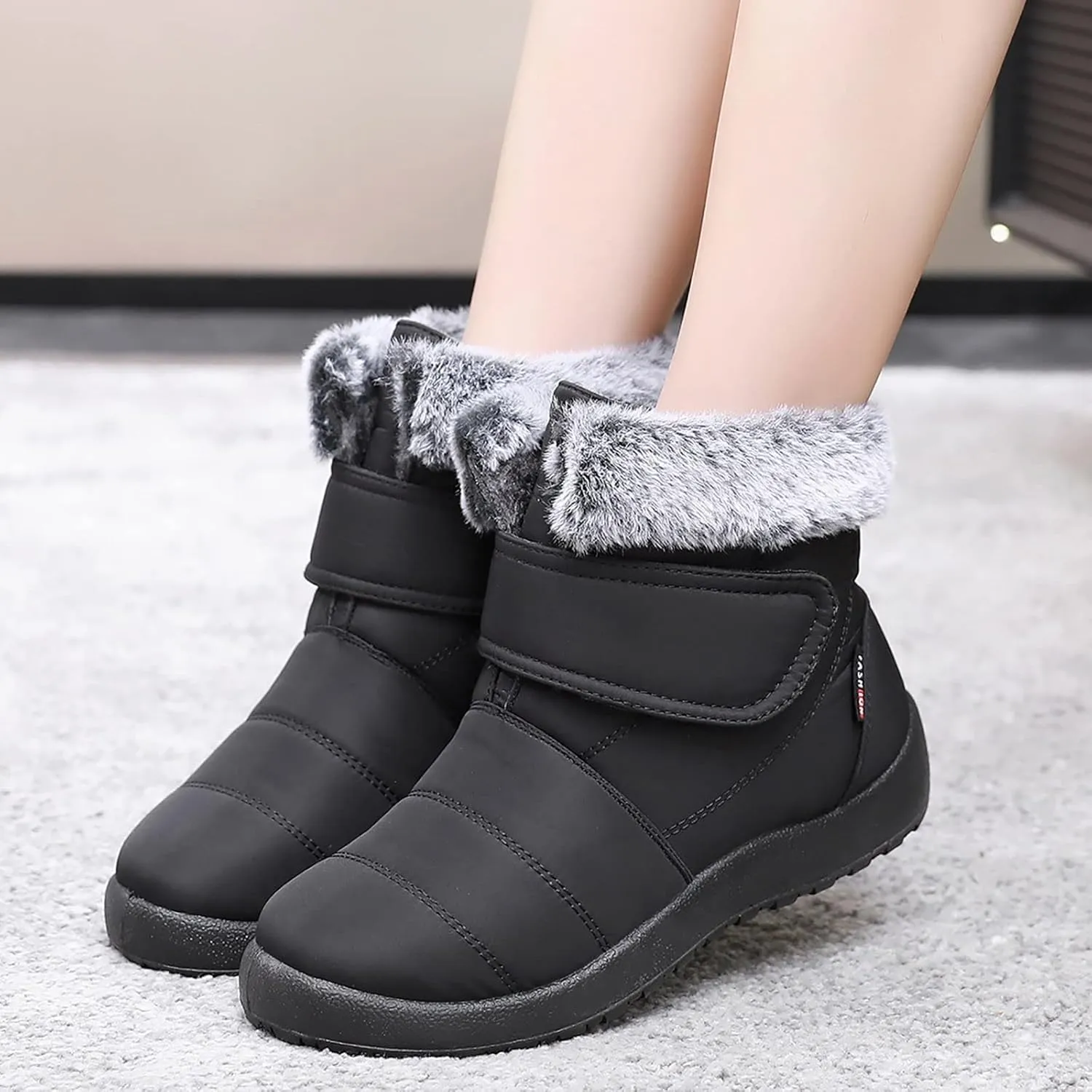 Women's Snow Boots Size 9 All Black Snow Boots for Women Winter Boots Waterproof Cold Weather Womens Hiking Boots Waterproof Size 11 Botas Mujer Invierno