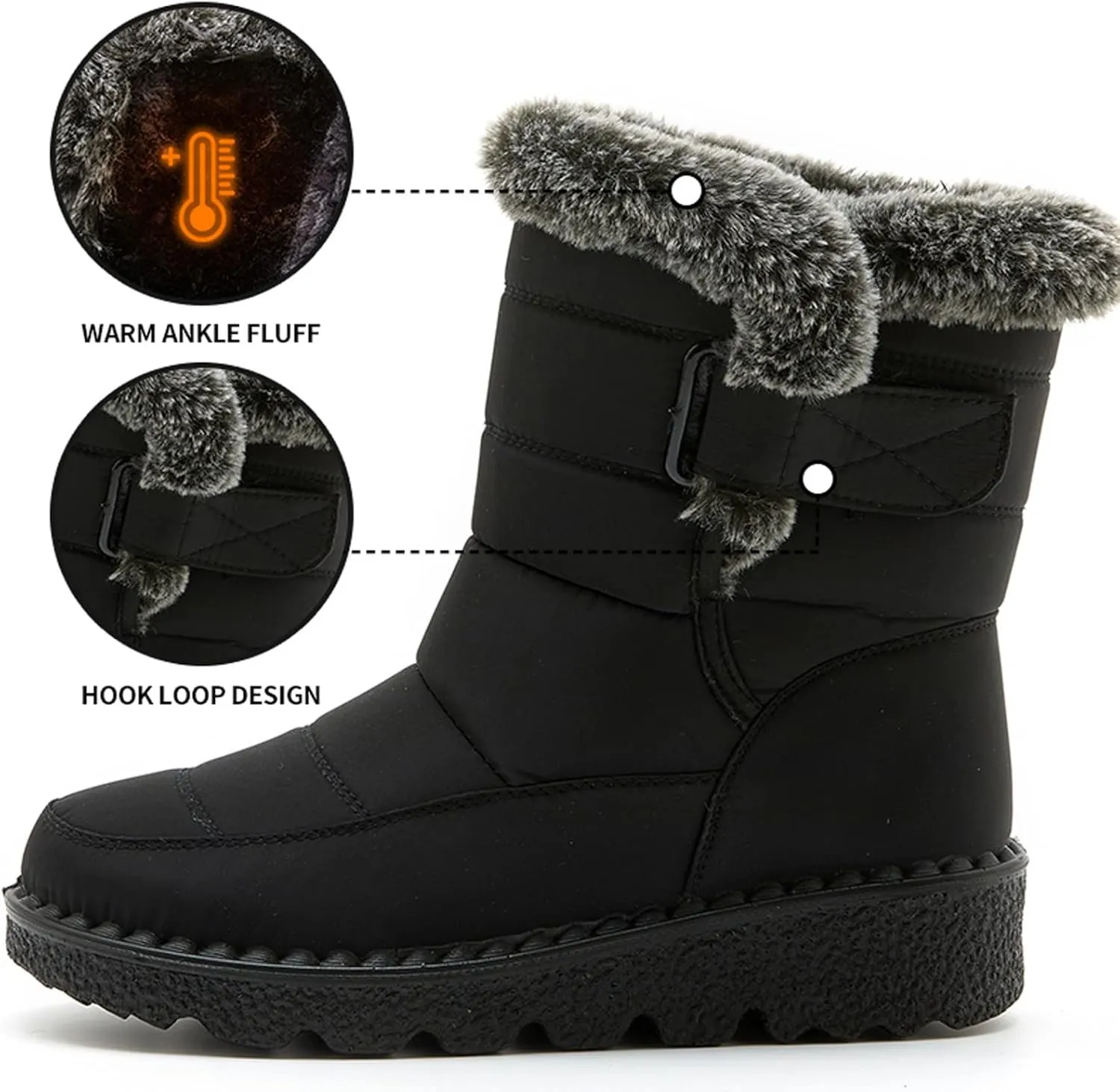 Women's Snow Boots Womens Ankle Boots with Arch Support for Snow Winter Boots Waterproof Cold Weather Waterproof Walking Boots Women Lightweight Waterproof Womens Boots Wide