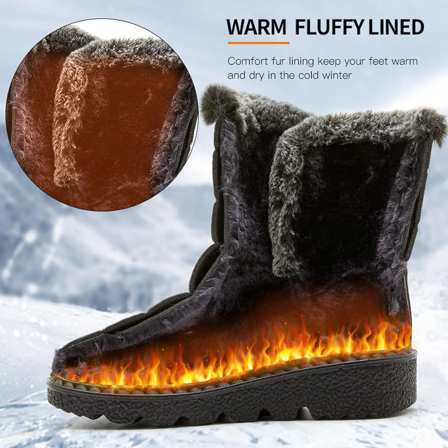Women's Snow Boots Womens Ankle Boots with Arch Support for Snow Winter Boots Waterproof Cold Weather Waterproof Walking Boots Women Lightweight Waterproof Womens Boots Wide