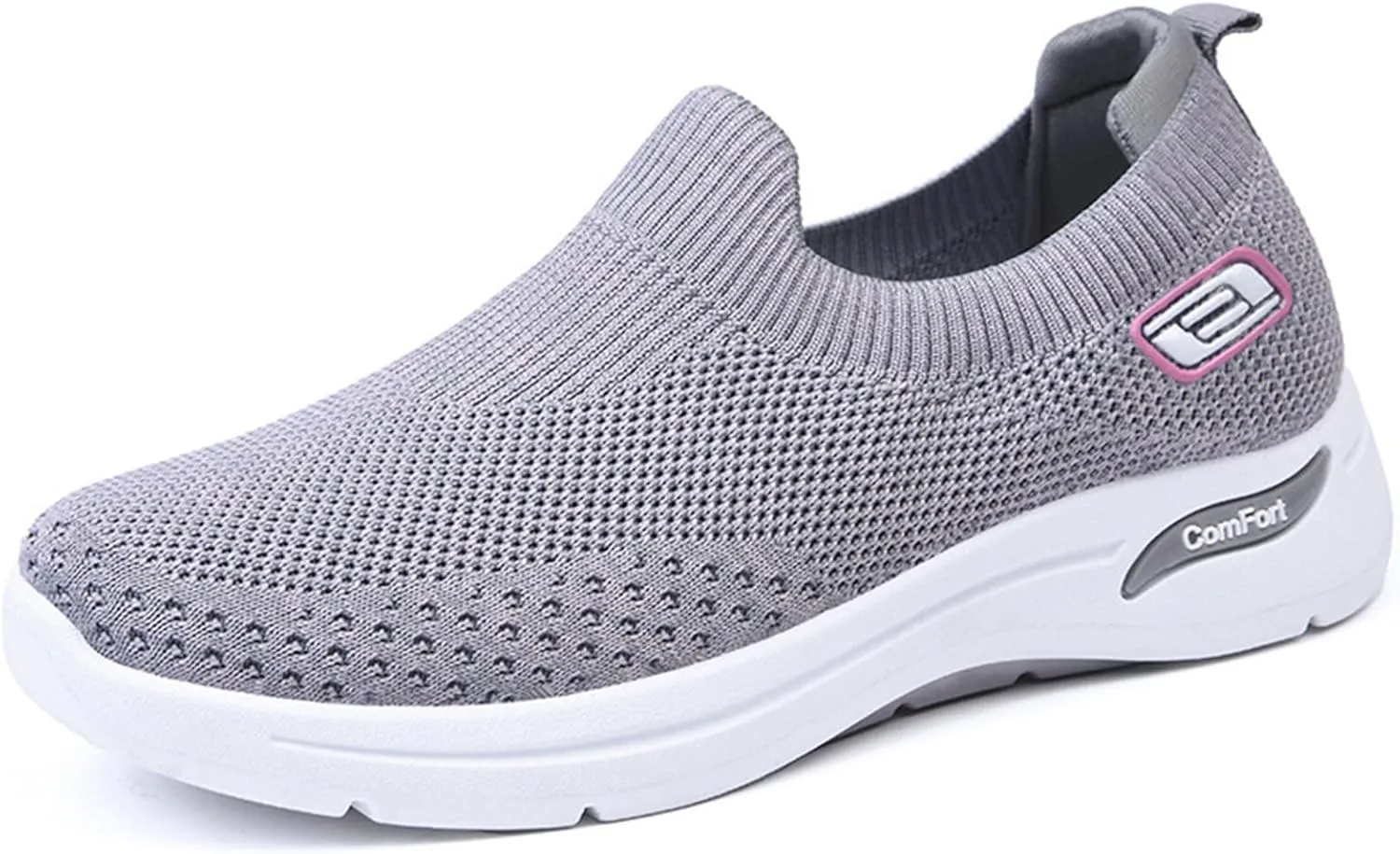 Womens Tennis Shoes Soft Knitted Fabric Mesh Casual Non Slip Sneakers Breathable Lightweight with Arch Support Slip On Walking Shoes Comfort Wear Orthowear Shoe
