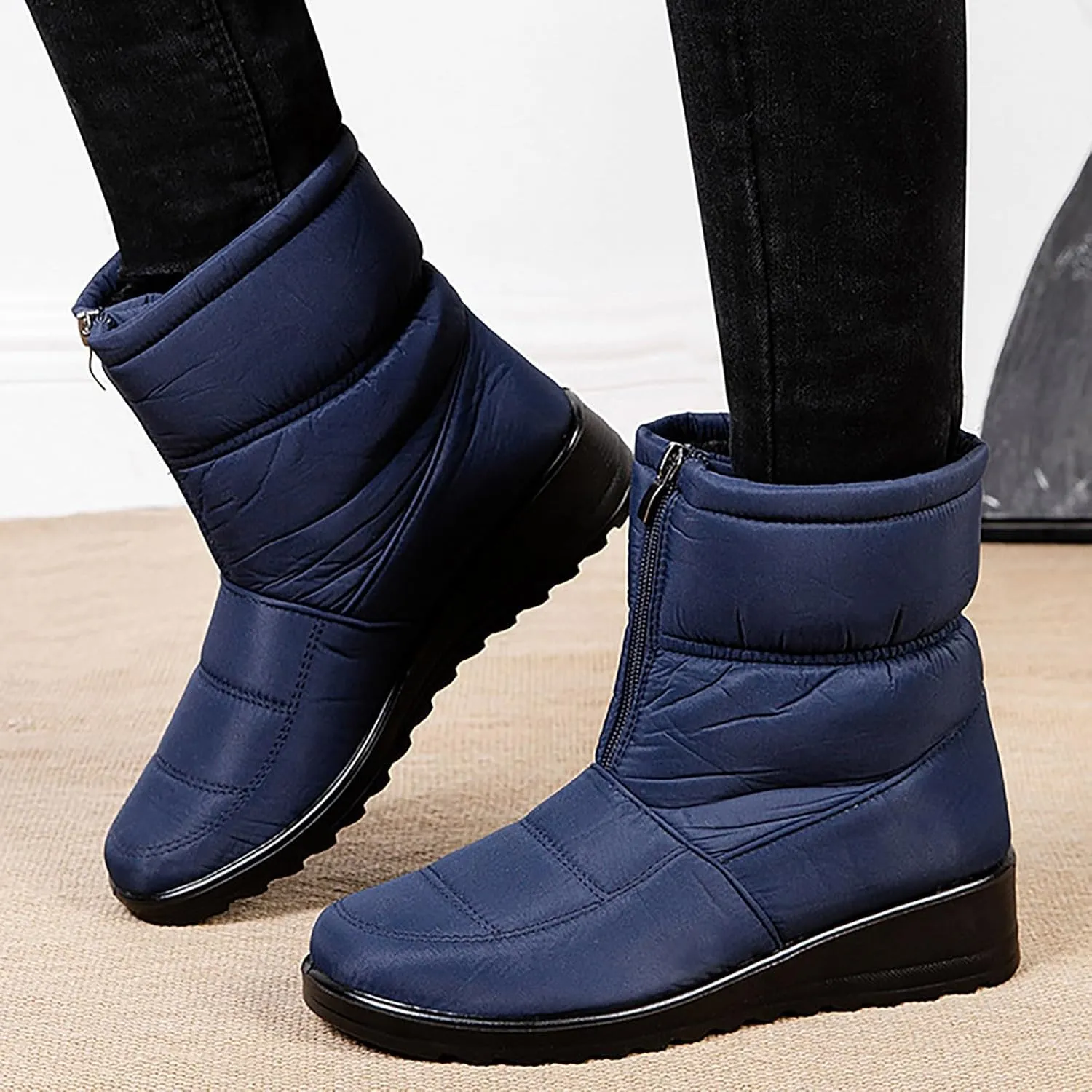 Womens Waterproof Winter Boots 11 Wide Boho Winter Ankle Boots for Women Low Heel Brown Snow Boots for Women Tall Winter Boots for Women Womens Slip on Winter Boots Wide Deals Cheap