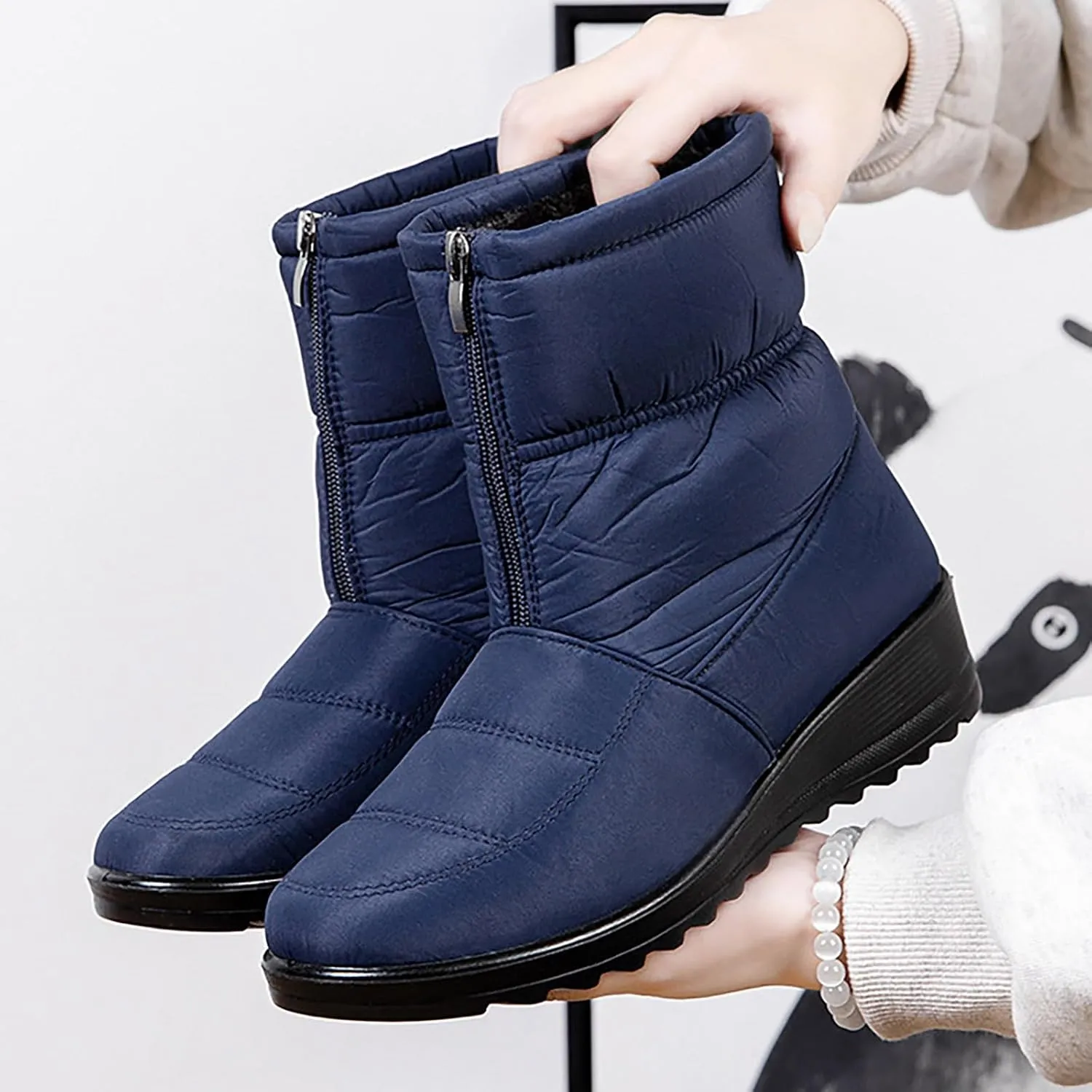 Womens Waterproof Winter Boots 11 Wide Boho Winter Ankle Boots for Women Low Heel Brown Snow Boots for Women Tall Winter Boots for Women Womens Slip on Winter Boots Wide Deals Cheap