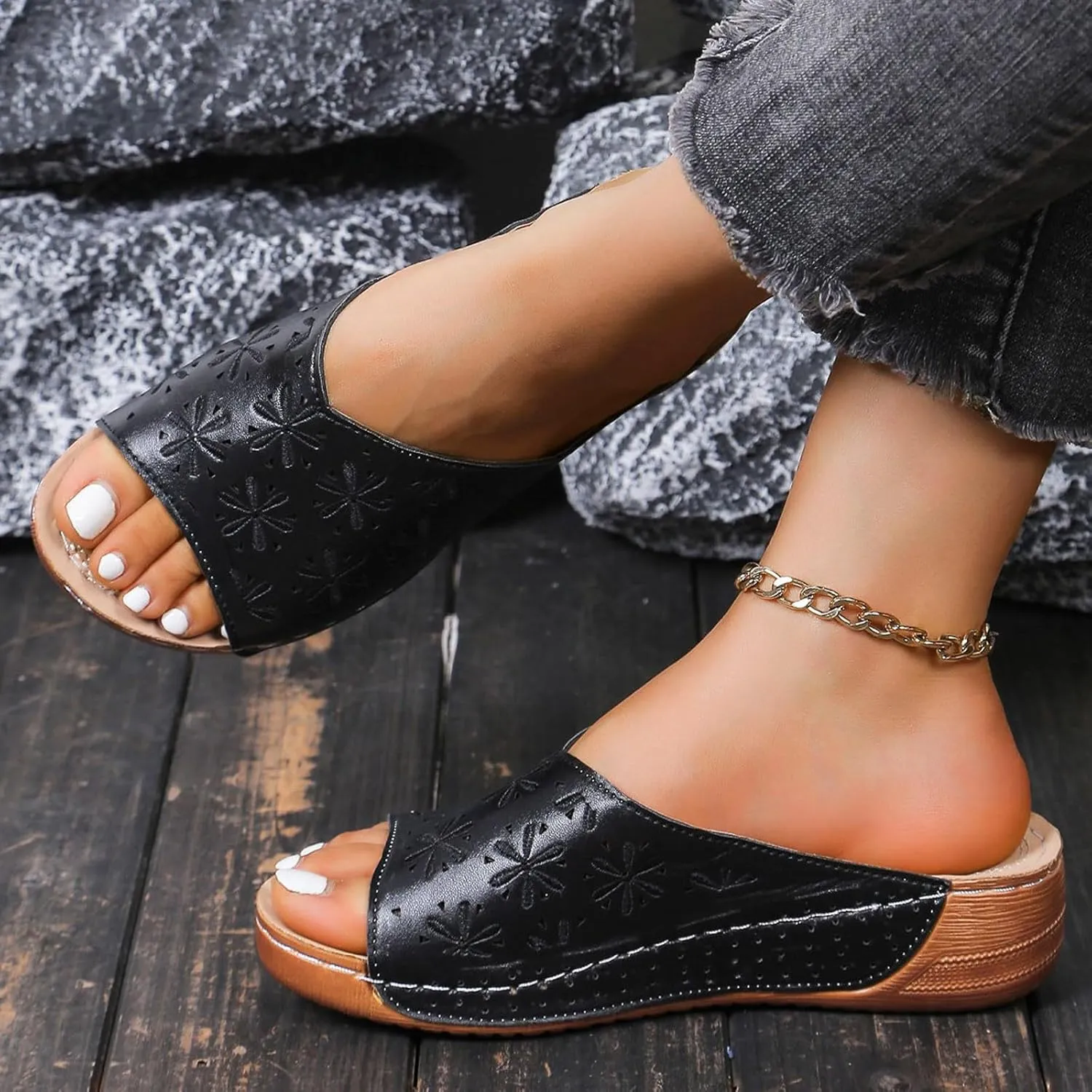 Women's Wedge Sandals with Plantar Fasciitis Womens Summer Open Toe Wedges Sandal Orthopedic Hiking Sandals