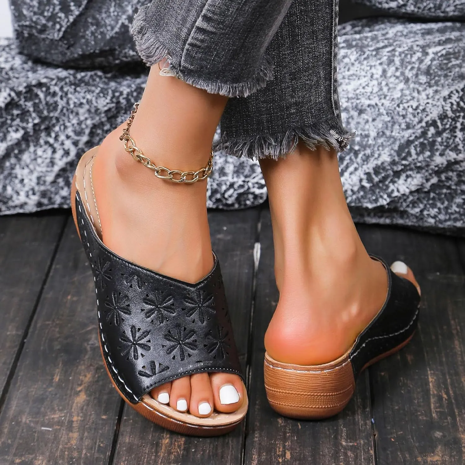 Women's Wedge Sandals with Plantar Fasciitis Womens Summer Open Toe Wedges Sandal Orthopedic Hiking Sandals