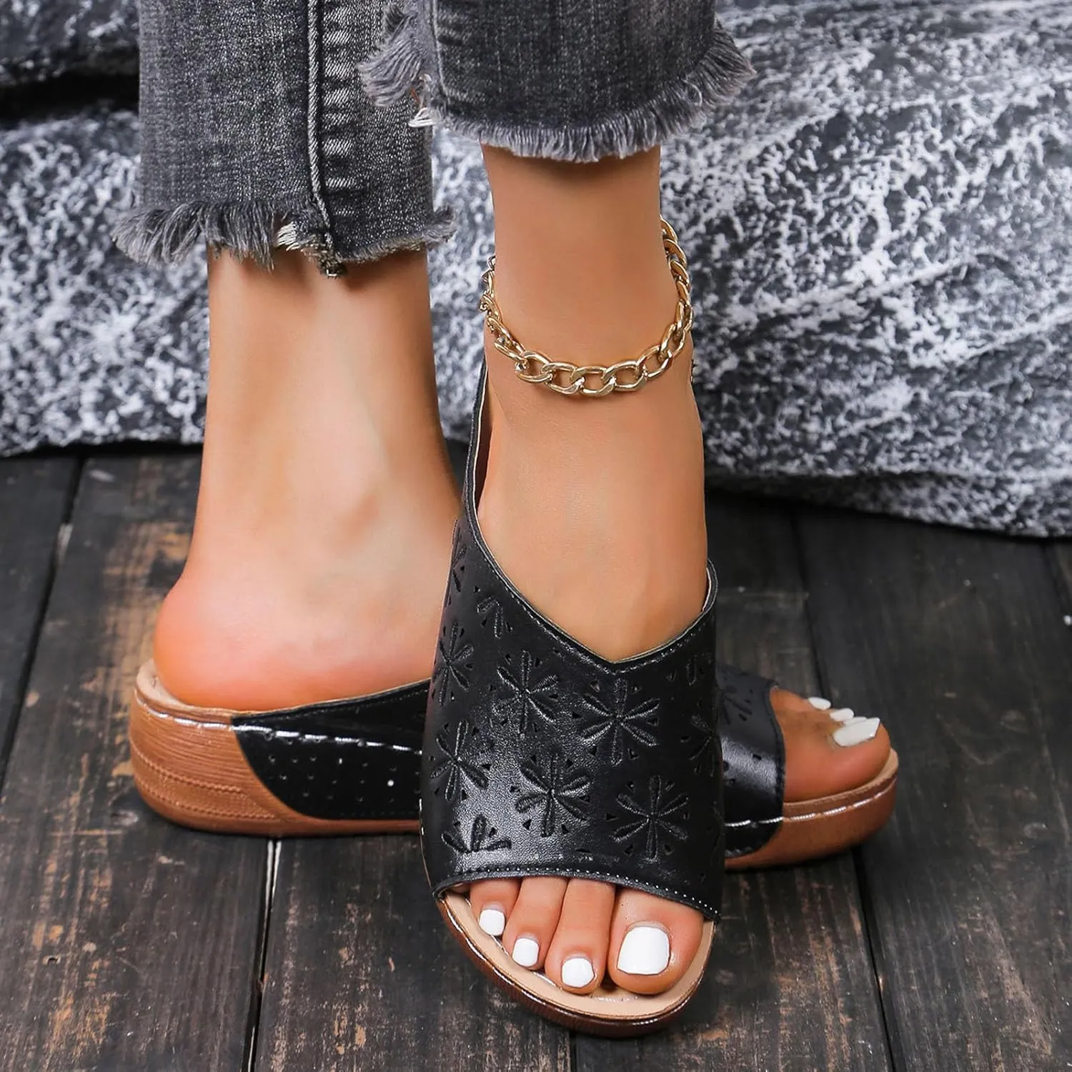 Women's Wedge Sandals with Plantar Fasciitis Womens Summer Open Toe Wedges Sandal Orthopedic Hiking Sandals