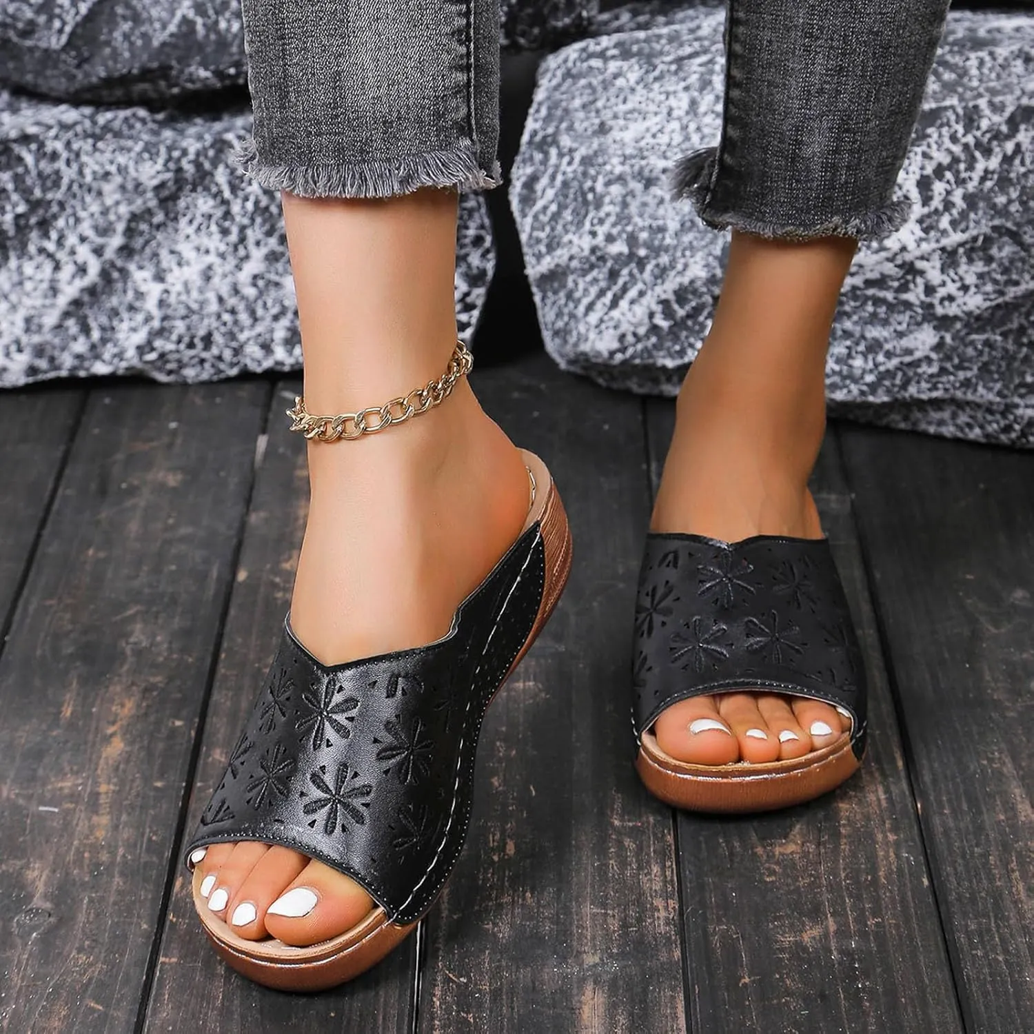 Women's Wedge Sandals with Plantar Fasciitis Womens Summer Open Toe Wedges Sandal Orthopedic Hiking Sandals
