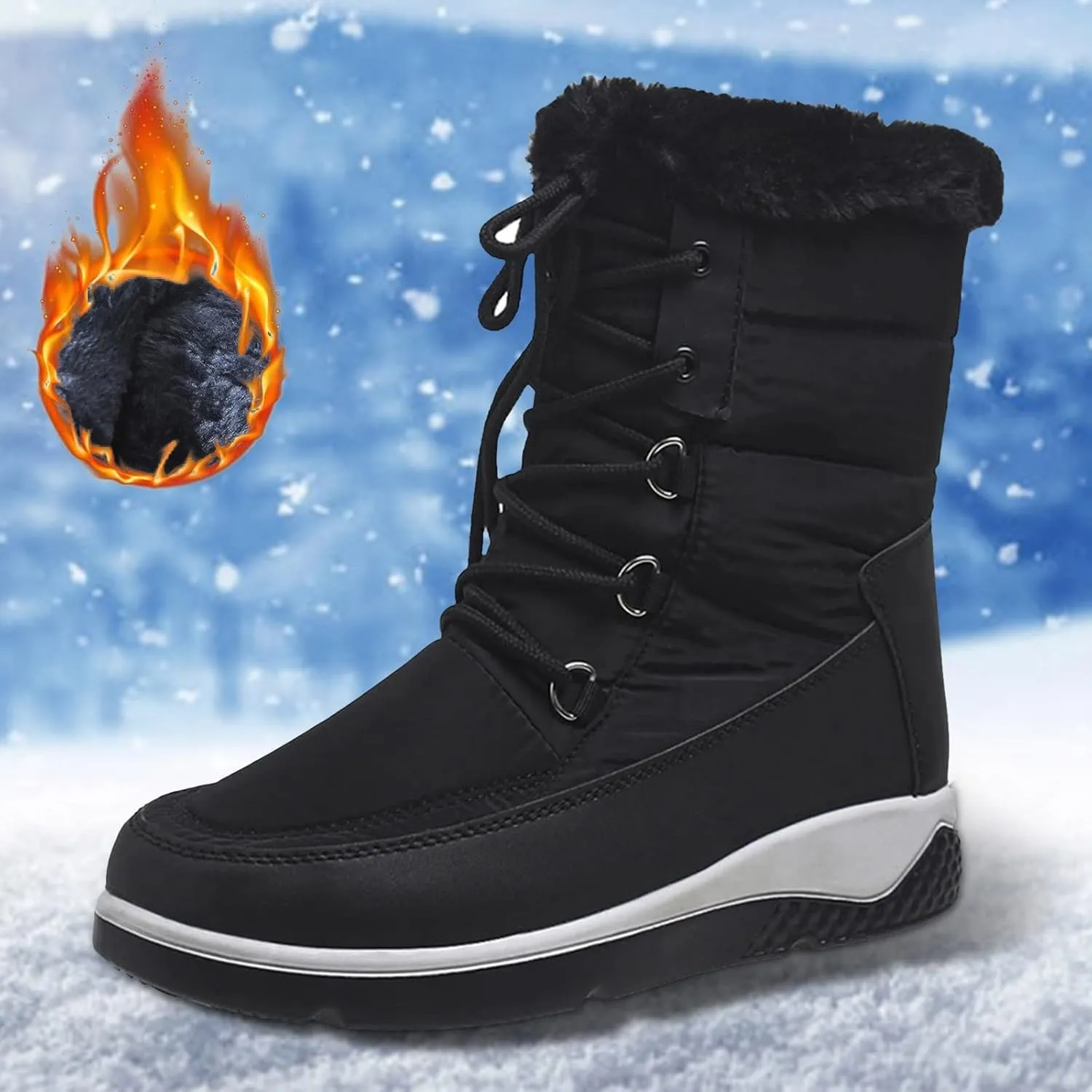 Women's Wide Width Waterproof Ankle Snow Boots Snow Boots for Women 8.5 Wide Women's Boots Winter Waterproof Winter Dress Boots for Women Fashion Womens Winter Ankle Boot