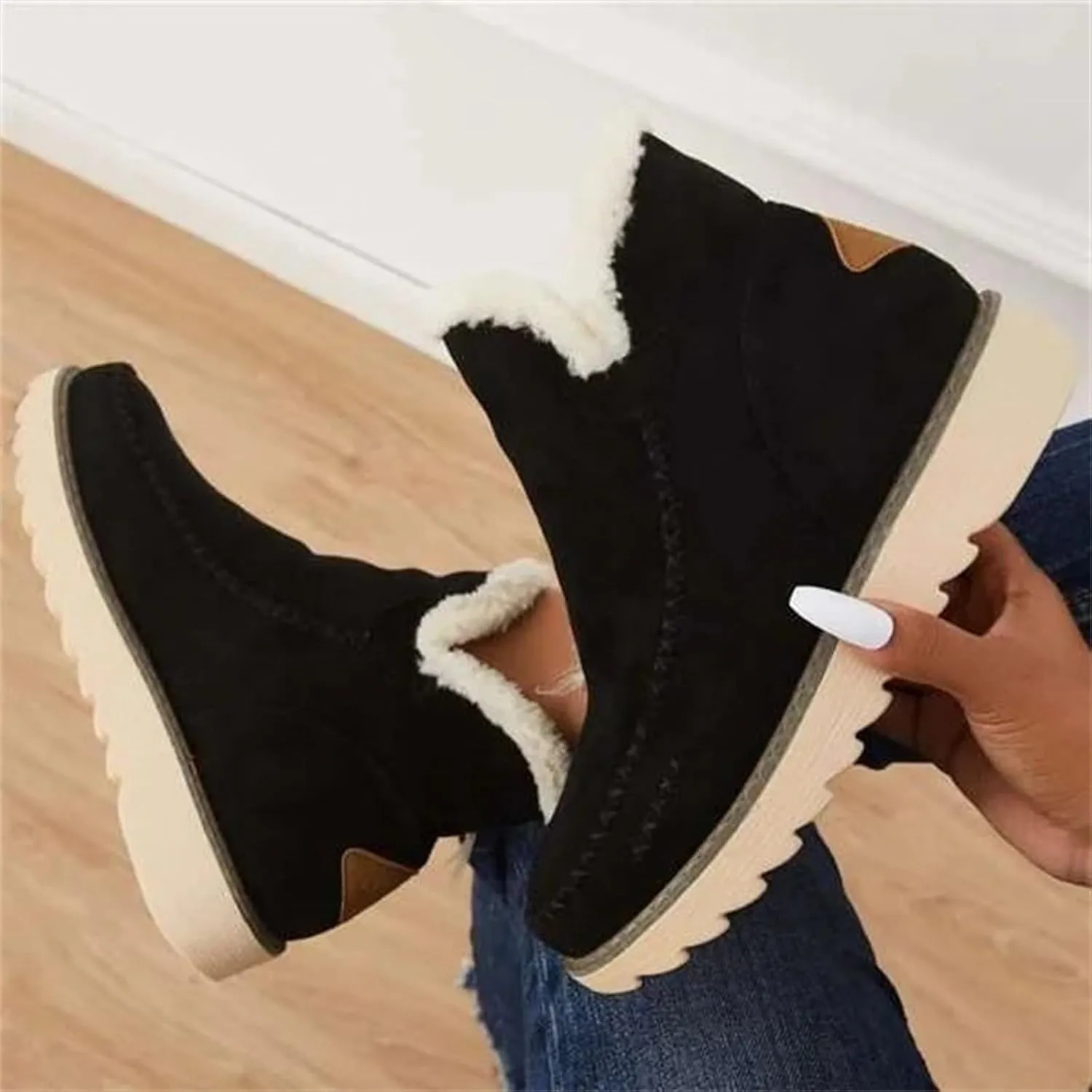Womens Winter Snow Boots Ankle Women's Wide Width Waterproof Slip on Ankle Boots for Swollen Feet Women Winter Snow Boots Platform Winter Womens Boots Ankle Botas Invierno Mujer Nieve