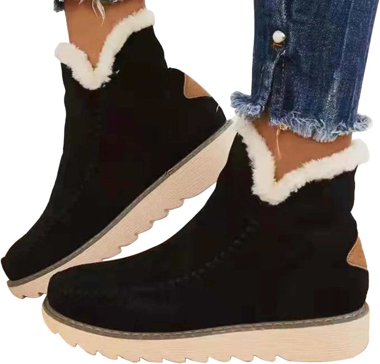 Womens Winter Snow Boots Ankle Women's Wide Width Waterproof Slip on Ankle Boots for Swollen Feet Women Winter Snow Boots Platform Winter Womens Boots Ankle Botas Invierno Mujer Nieve