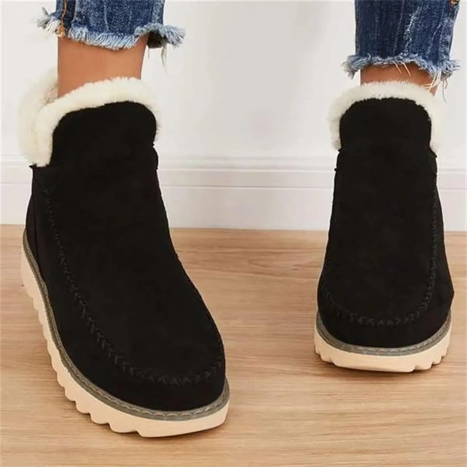 Womens Winter Snow Boots Ankle Women's Wide Width Waterproof Slip on Ankle Boots for Swollen Feet Women Winter Snow Boots Platform Winter Womens Boots Ankle Botas Invierno Mujer Nieve