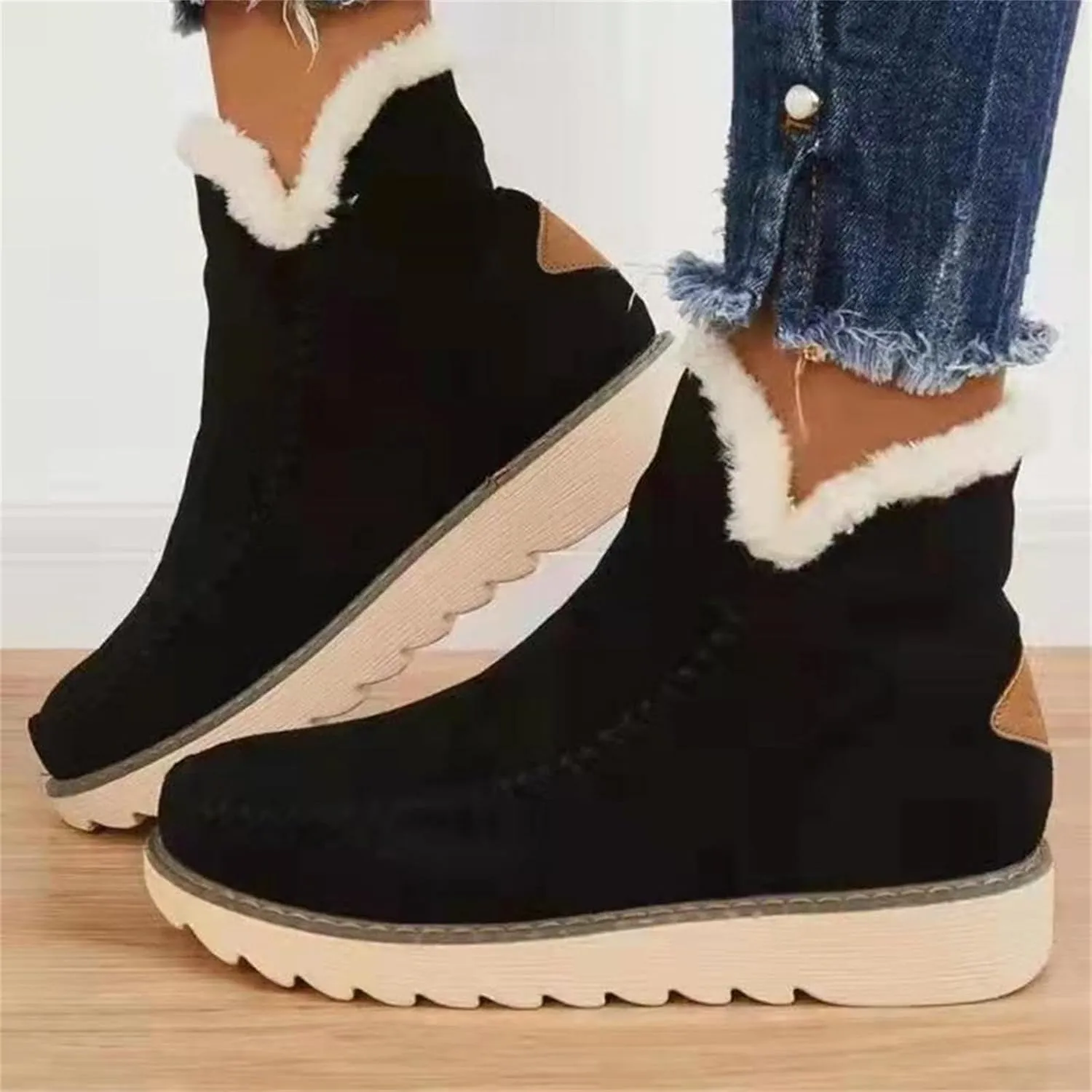 Womens Winter Snow Boots Ankle Women's Wide Width Waterproof Slip on Ankle Boots for Swollen Feet Women Winter Snow Boots Platform Winter Womens Boots Ankle Botas Invierno Mujer Nieve
