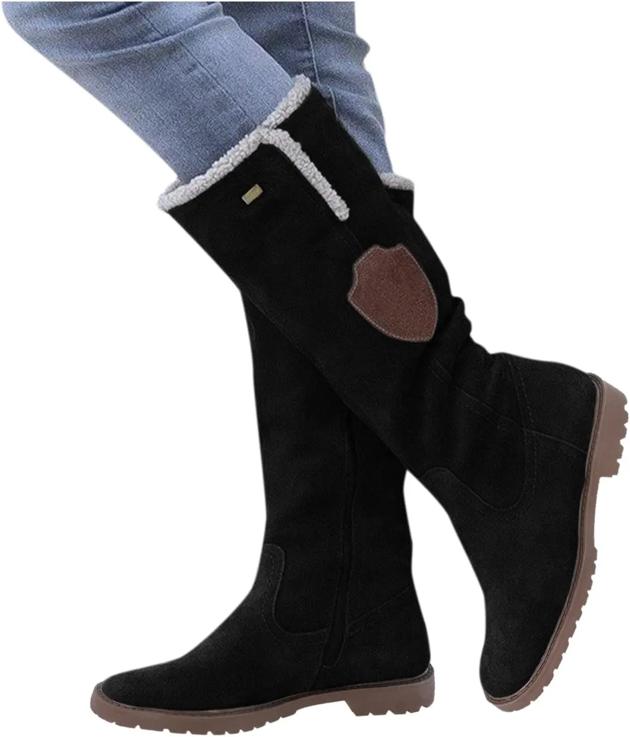 Womens Winter Snow Boots Fur Lined Warm Ankle Boots Womens Tall Slip on Snow Boots Fashion Winter Boots for Women 2023 Women Winter Boots Women Casual Warm Platform High Heels Botas Para Nieve Mujer