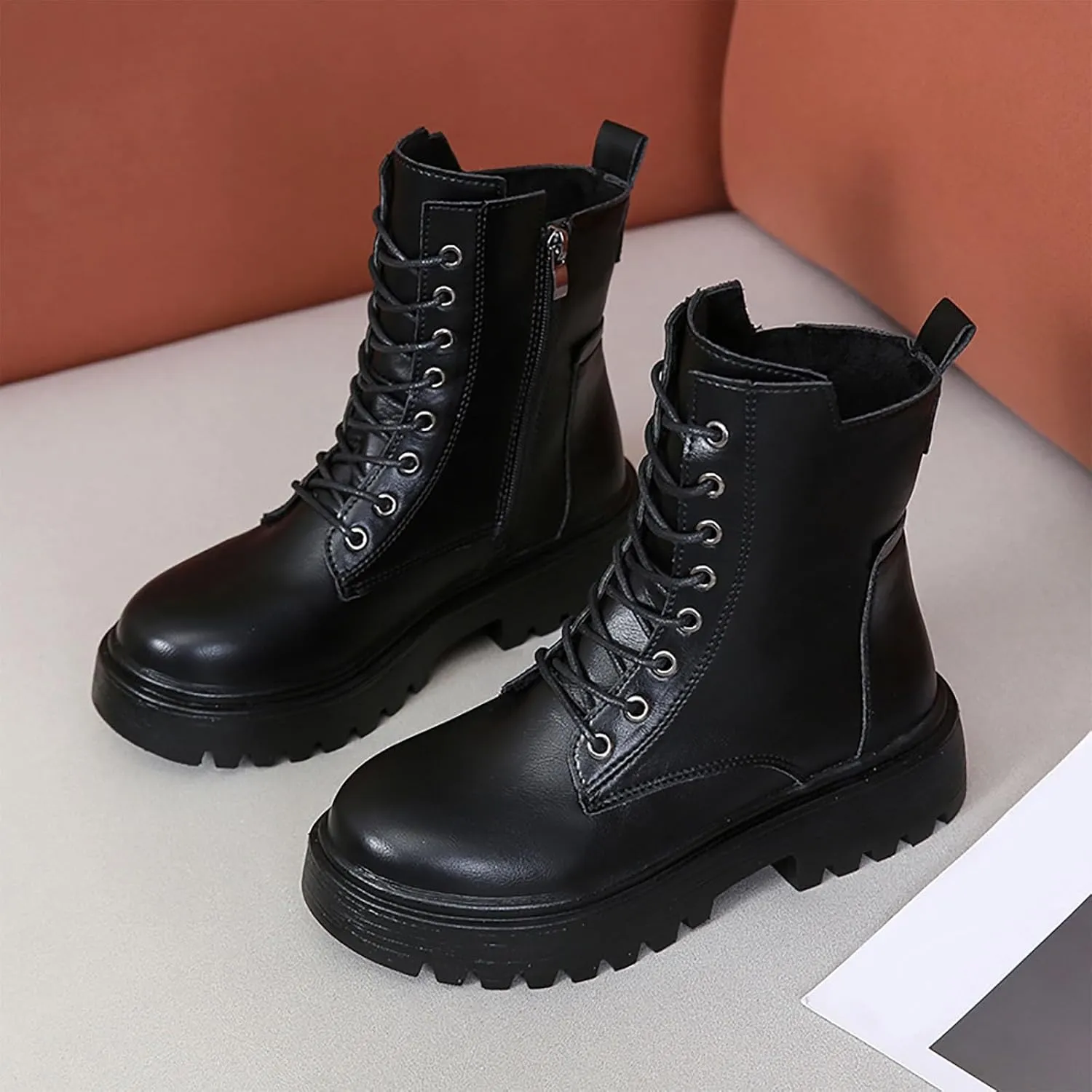 Work Hiking Snow Boots for Women - Waterproof Winter Ankle Shoes Non Slip Fashion Lightweight Casual Cute Fur Warm Booties