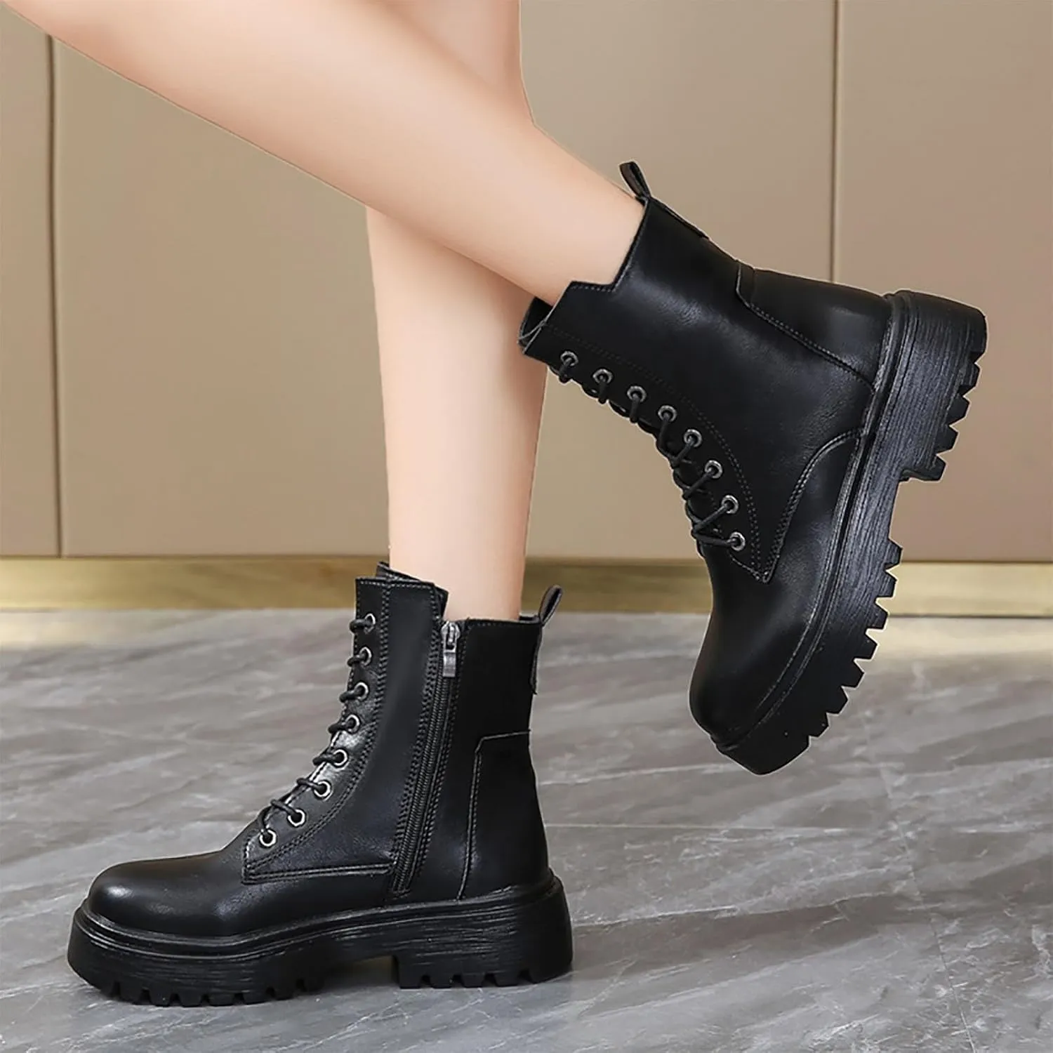 Work Hiking Snow Boots for Women - Waterproof Winter Ankle Shoes Non Slip Fashion Lightweight Casual Cute Fur Warm Booties