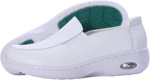 Working Casual Nursing Orthotic Shoes, Leather Comfortable Slip-On Breathable Non Slip Orthopedic Nursing Shoes, Not Tired Feet Comfy Air Cushion Walking Shoes, for Medical Care