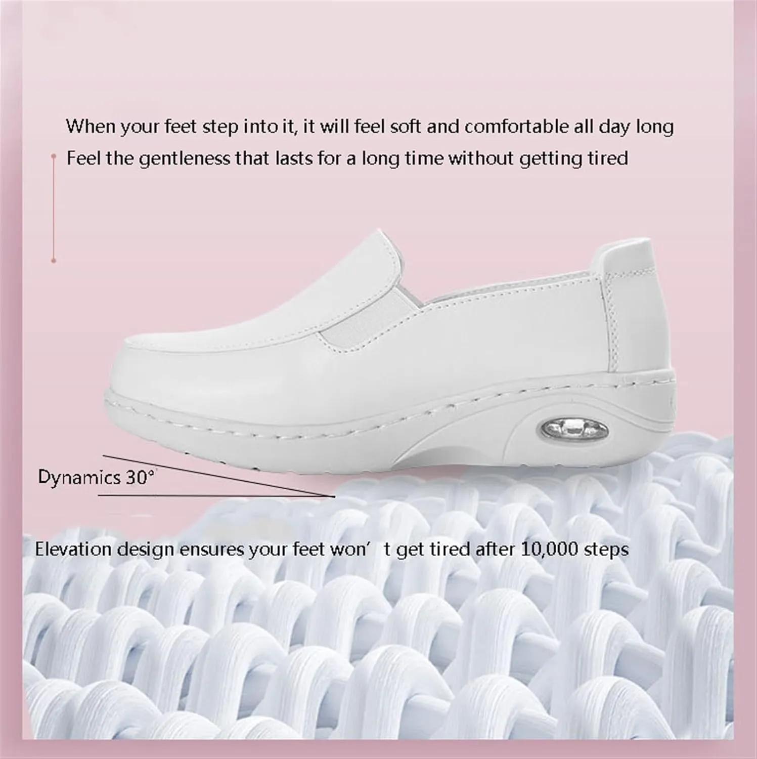 Working Casual Nursing Orthotic Shoes, Leather Comfortable Slip-On Breathable Non Slip Orthopedic Nursing Shoes, Not Tired Feet Comfy Air Cushion Walking Shoes, for Medical Care