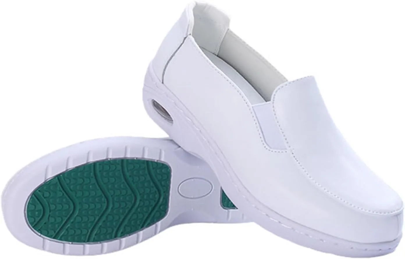 Working Casual Nursing Orthotic Shoes, Leather Comfortable Slip-On Breathable Non Slip Orthopedic Nursing Shoes, Not Tired Feet Comfy Air Cushion Walking Shoes, for Medical Care
