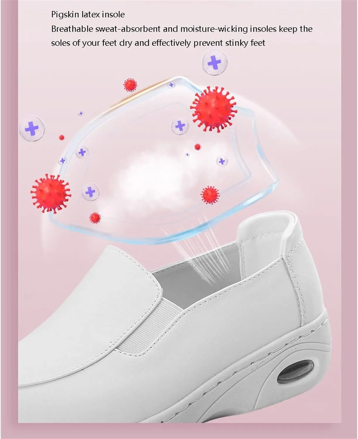 Working Casual Nursing Orthotic Shoes, Leather Comfortable Slip-On Breathable Non Slip Orthopedic Nursing Shoes, Not Tired Feet Comfy Air Cushion Walking Shoes, for Medical Care