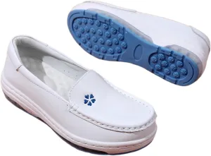 Yytcsjz Women Comfortable Nurse Shoe, Women's Slip on White Air Cushion Non Slip Breathable Nursing Shoes, Casual Leather Comfy Orthopedic Wedge Platform Loafers Sneaker, for Hospital Work