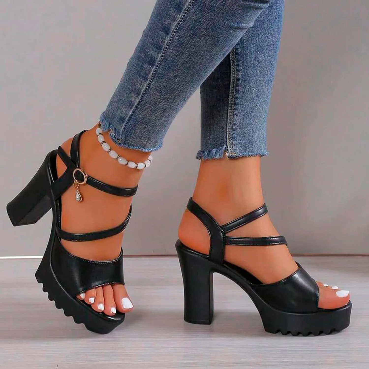 ZSpzx Heels for Women 2025 Peep Toe Comfortable Strappy Dressy Sandals with Rhinestone Orthopedic Arch Support Sandal Ladies High Heeled Cushion Footbed Shoes for Party Wedding Walking Vacation