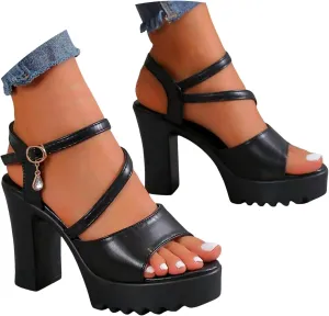 ZSpzx Heels for Women 2025 Peep Toe Comfortable Strappy Dressy Sandals with Rhinestone Orthopedic Arch Support Sandal Ladies High Heeled Cushion Footbed Shoes for Party Wedding Walking Vacation