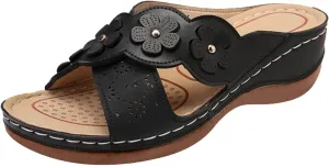 ZSpzx Orthopedic Sandals for Women Dressy Summer 2025 Comfortable Hollow Flower Slippers Womens Arch Support Casual Boho Walking Indoor Outdoor Shoes Sandalias OrtopDicas Para Mujer