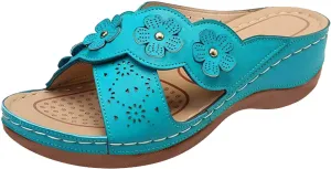 ZSpzx Orthopedic Sandals for Women Dressy Summer 2025 Comfortable Women's Hollow Flower Slippers Womens Sandals Arch Support Casual Sandals Boho Walking Shoes Sandalias OrtopDicas Para Mujer