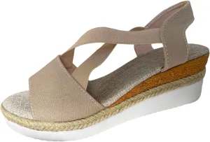 ZSpzx Platform Espadrilles Wedges Sandals Orthopedic Wedge Sandals for Women Dressy Summer 2025 Comfortable Ankle Strap Slip On Casual Open Toe Walking Beach Shoes Sandalias OrtopDicas Para Mujer